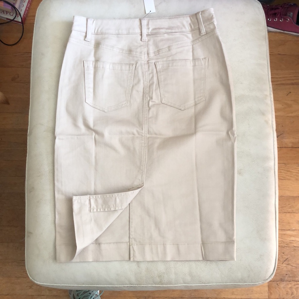 Talbots NWT light khaki denim pencil skirt - Picture 5 of 10